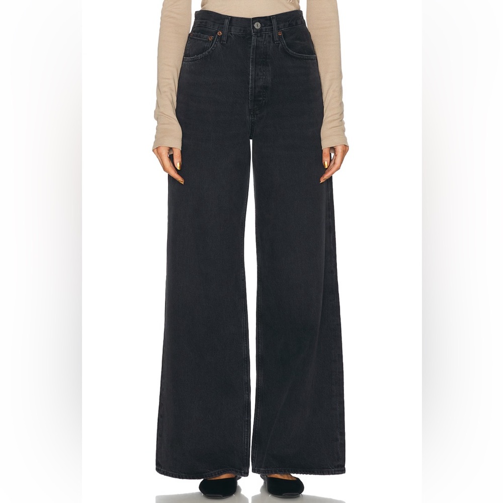 Agolde Dame Black Wide-Leg Jeans